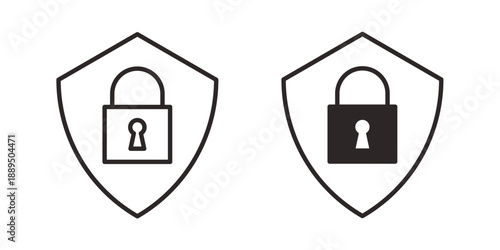 Security lock icon, line symbols on white background. EPS10