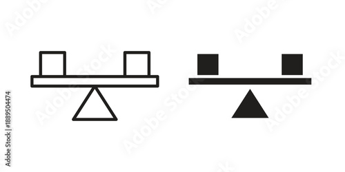 Seesaw icon, line symbols on white background. EPS10