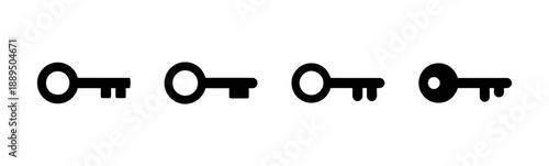 Set of key icons including vintage and modern styles representing access security and unlocking solutions isolated on white background suitable for concept design related to privacy