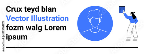 Digital security, web profile, online accounts, UI design, user identification, data access. Minimalist design showing a person icon and individual interacting with content. Digital security and web