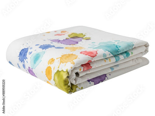 Wallpaper Mural Vibrant multicolored watercolor splatter fabric blanket folded neatly on a clean surface isolated on transparent background Torontodigital.ca