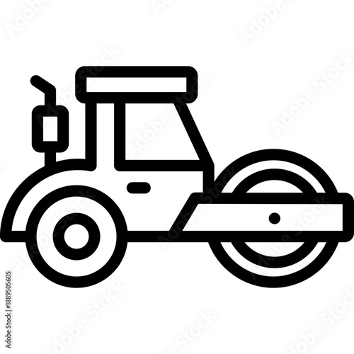 compactor roller icon illustration design with outline