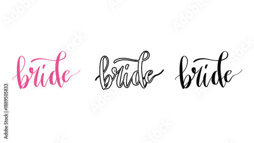 A beautiful bride logo in pink and black on a white background