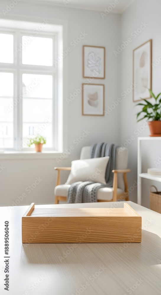 Fototapeta premium Cozy Reading Nook with Wooden Tray