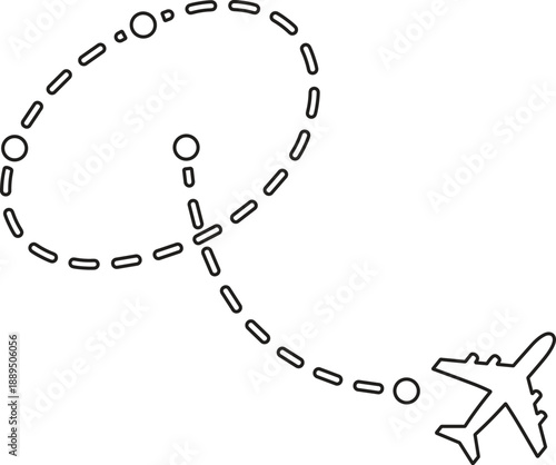 vector illustration described features a stylized black drawing of an airplane on a white background, emphasizing simplicity and clarity