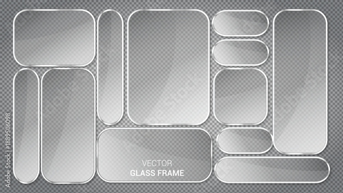 Assorted blank glass frames with silver outline and polished rounded edges