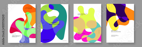 Set of clean and modern abstract backgrounds featuring colorful organic liquid elements