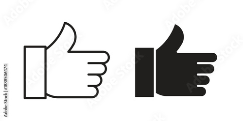 thumbs up icon, line symbols on white background. EPS10