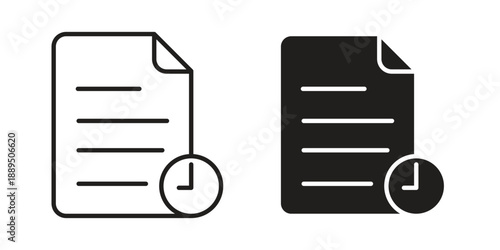Timesheet icon, line symbols on white background. EPS10