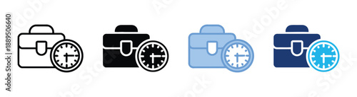 Time management and productivity concept with briefcase and clock icon representing deadline tracking and efficient work schedule and business organization and timely project completion