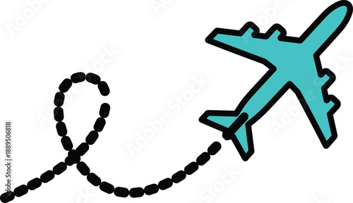 The image you described features a light blue cartoon airplane set against a clean white background, which helps it stand out. The airplane's cartoonish design likely gives it a friendly and playful 