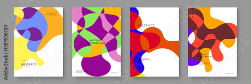 Creative abstract background featuring complex overlapping fluid forms in red purple and yellow for artistic posters and covers