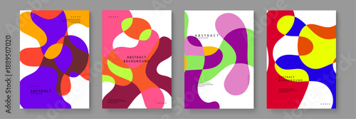 Collection of colorful abstract backgrounds featuring fluid organic shapes and vibrant wavy patterns for modern graphic design projects