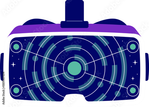 Futuristic Virtual Reality Headset with Digital Interface