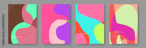 Fashionable abstract backgrounds with magenta and purple fluid layers creating a dynamic and feminine aesthetic