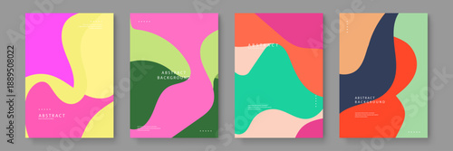 Set of minimalist liquid style backdrops with smooth transitions and bold saturated colors perfect for digital marketing