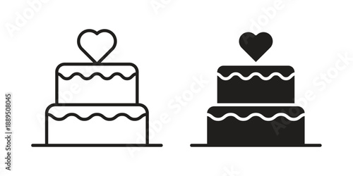 Wedding cake icon, line symbols on white background. EPS10