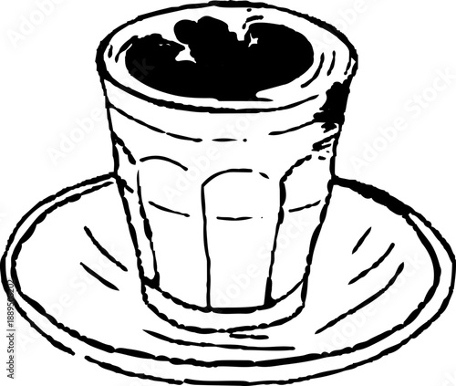 Hot Coffee Cup and Saucer Illustration