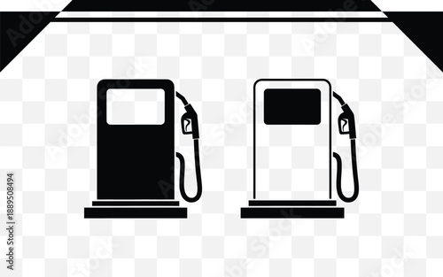 Two gas pumps isolated on transparent background