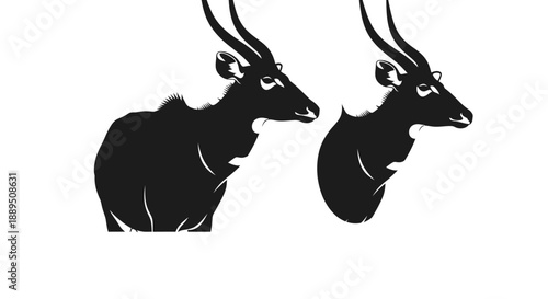 Deer head silhouette vector illustration isolated on white background
