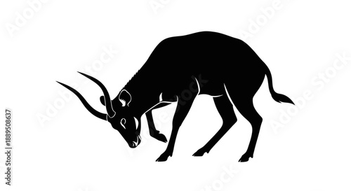 Clean black vector silhouettes of a deer and a horse representing wildlife and domestic animals in a simple artistic design