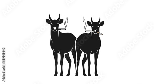 Simple deer silhouette vector illustration of a wild stag with antlers isolated on a white background