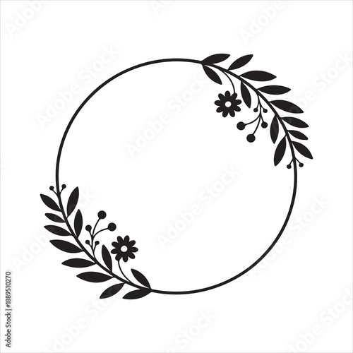 Laurel wreaths and floral elements vector, Elegant floral wreath frames and circular botanical borders vector illustration