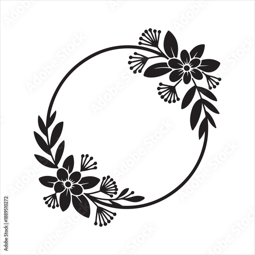 Laurel wreaths and floral elements vector, Elegant floral wreath frames and circular botanical borders vector illustration