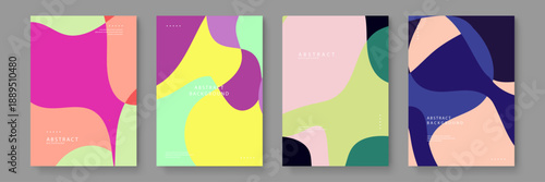 Playful and vibrant background featuring neon fluid shapes and organic wavy patterns for creative poster layouts