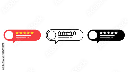 A set of colorful rating icons with stars for customer feedback and reviews