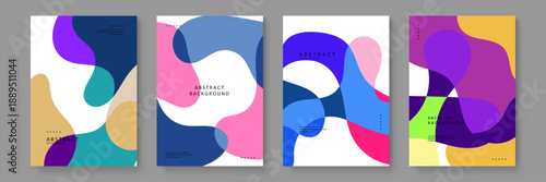 Set of abstract posters with soft pastel and bold liquid forms ideal for contemporary brand identity and marketing materials