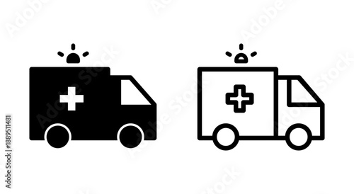 Ambulance icon symbol for apps and websites. ambulance truck sign and symbol. ambulance car