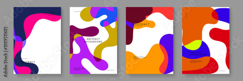 Creative abstract poster set featuring fluid motion shapes and bold dark accents for professional presentation and editorial design