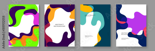 Professional collection of abstract posters featuring dynamic fluid movements and high-contrast color blocking for contemporary visual projects