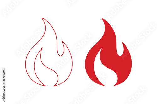 Fire red, flames icon set. Logo design fire. Vector illustration