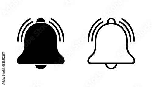 Animated ringing bell in solid black and outline styles, signifying alerts, notifications, and important announcements for websites and apps