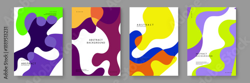 High quality abstract background with fluid wavy shapes and vibrant neon color palette