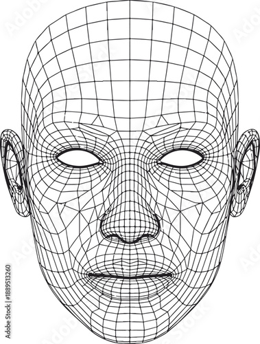 3D Wireframe Human Head Model