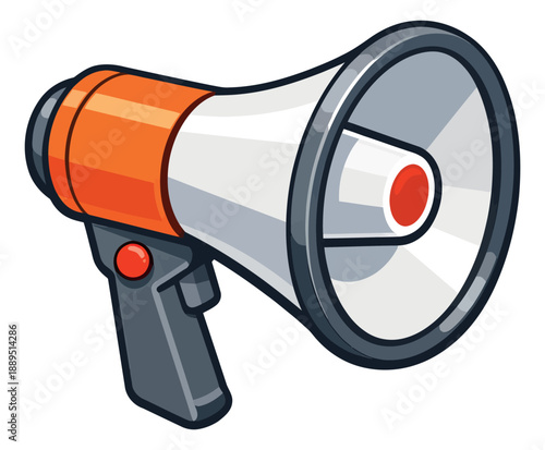 Cartoon illustration of a megaphone depicting a loud announcement for public communication