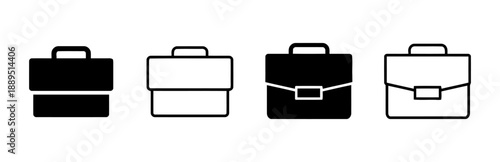 Briefcase icons set four different styles solid outline filled and detailed illustration on white background business vector