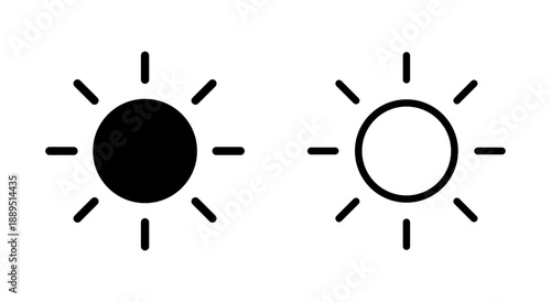 Sun icon symbol for apps and websites. Brightness sign and symbol
