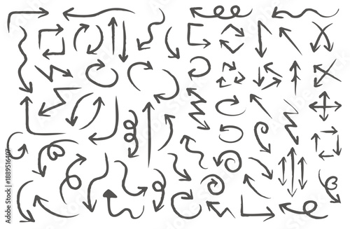イラスト素材・矢印の手描き線画セット
