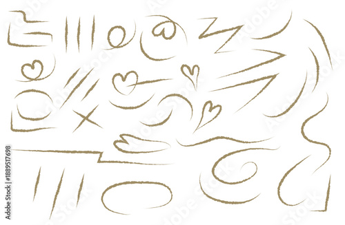 手描き線画イラスト素材・落書きセット