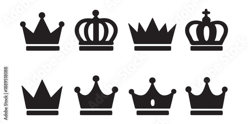 Crown icon set. Royal crown symbol collection. line crown icon. vector illustration