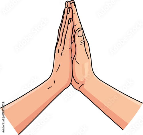Praying Hands Together in Gesture.