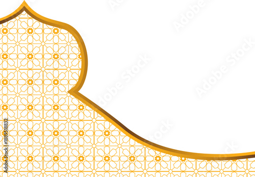 Bottom Frame Corner Islamic with Gold Decorative Pattern Graphic