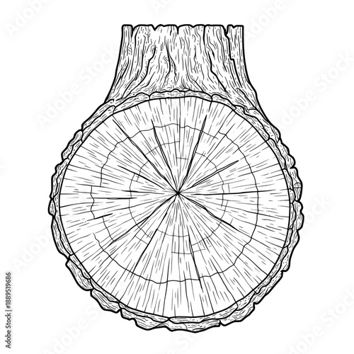 Stump cross-section with rings and bark