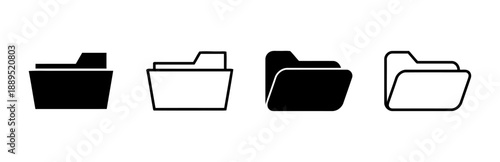 Folder icons four variations represent digital storage and organization concept for file management system in web and app design vector illustration