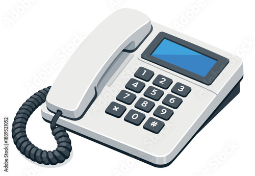 Modern vector illustration of a landline phone depicting an office communication device for business services