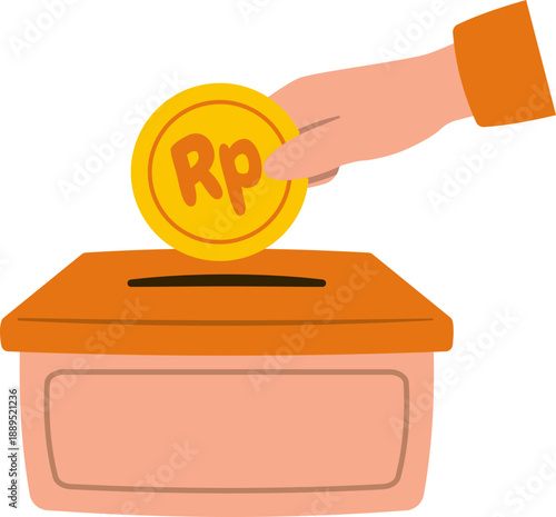 Hand Gesture of Insert Coin into Donation or Charity Box